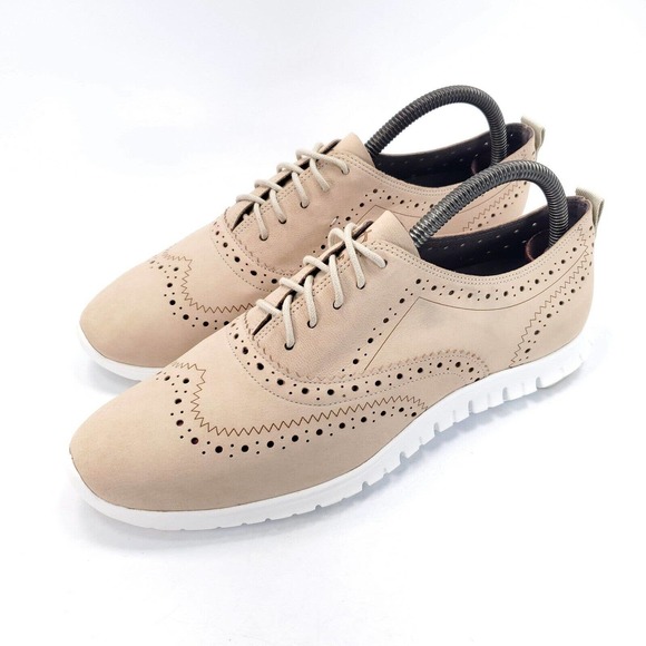 Cole Haan Shoes - Cole Haan Zerogrand Wingtip Suede Casual Shoe Womens Size 9.5 W06492 Beige White